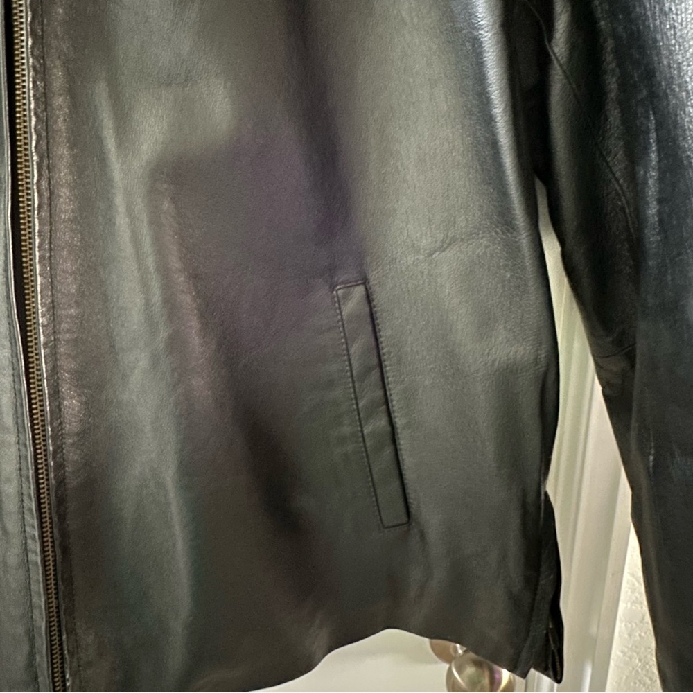 Burnside Black Leather Jacket Mens Large - Picture 10 of 13